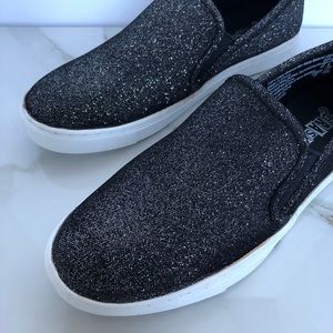 NWOT Black Sparkle Slip On Shoes